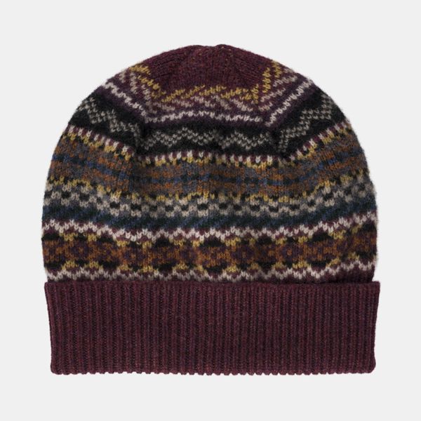 National Trust Fairisle Knit Burgundy Hat