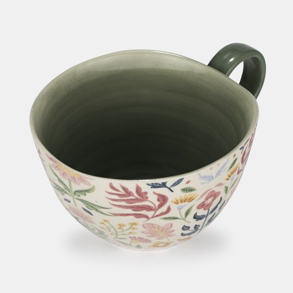 Ornate Floral Mug, Green