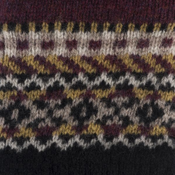 National Trust Fairisle Knit Burgundy Gloves