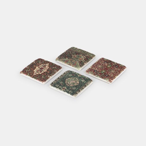 Vintage Print Coasters, Set of 4