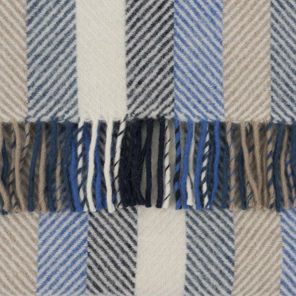 National Trust Fishbone Stripe Blue Throw