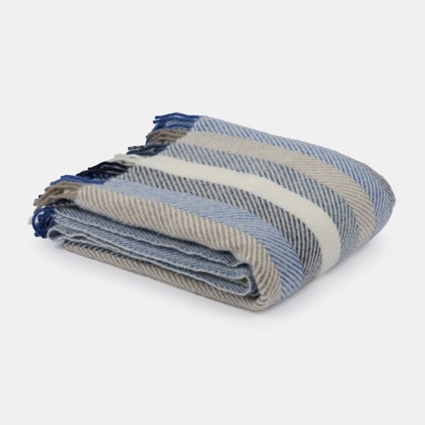 National Trust Fishbone Stripe Blue Throw