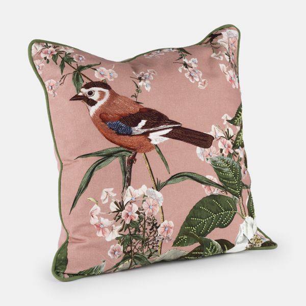 National Trust Embroidered Bird Cushion