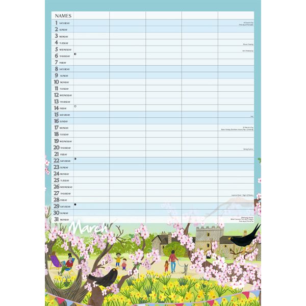 National Trust A3 Family Organiser Calendar 2025