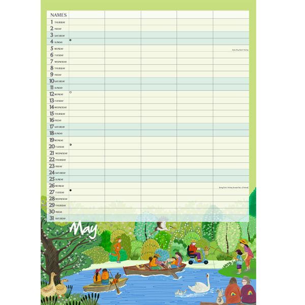 National Trust A3 Family Organiser Calendar 2025