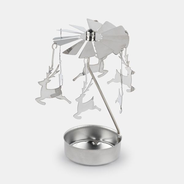 Silver Reindeer Rotary Candle Holder