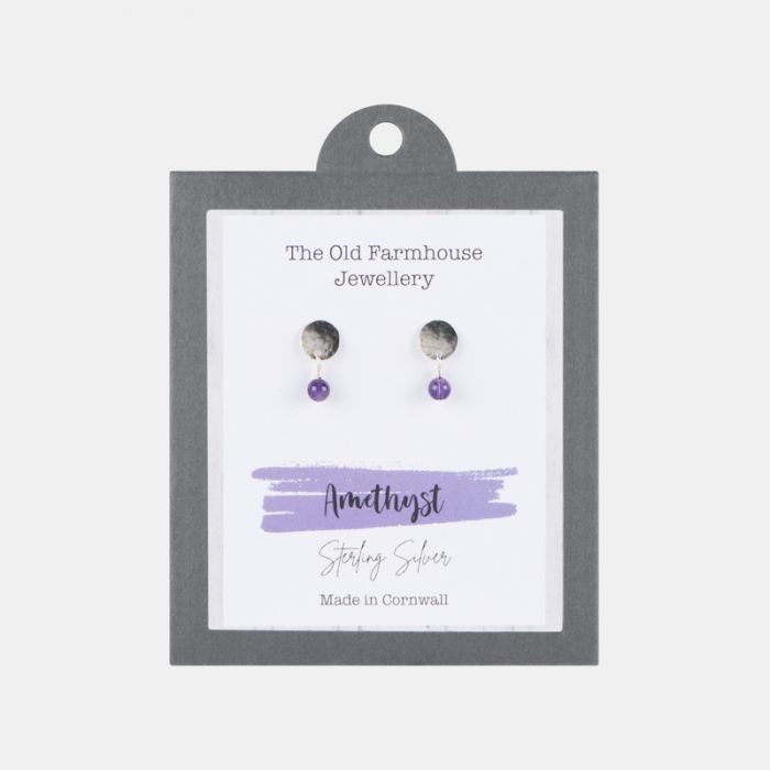 The Old Farmhouse Jewellery Amethyst Sterling Silver Hoop Earrings