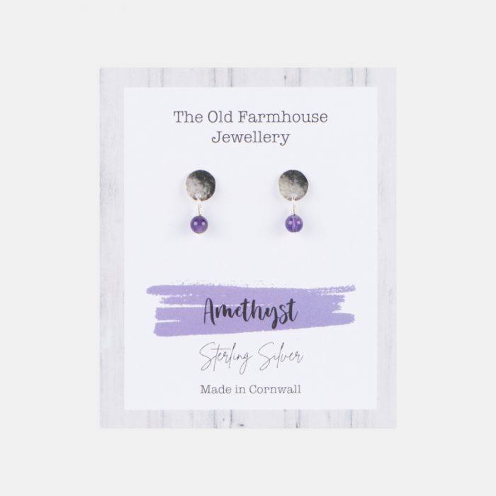 The Old Farmhouse Jewellery Amethyst Sterling Silver Hoop Earrings