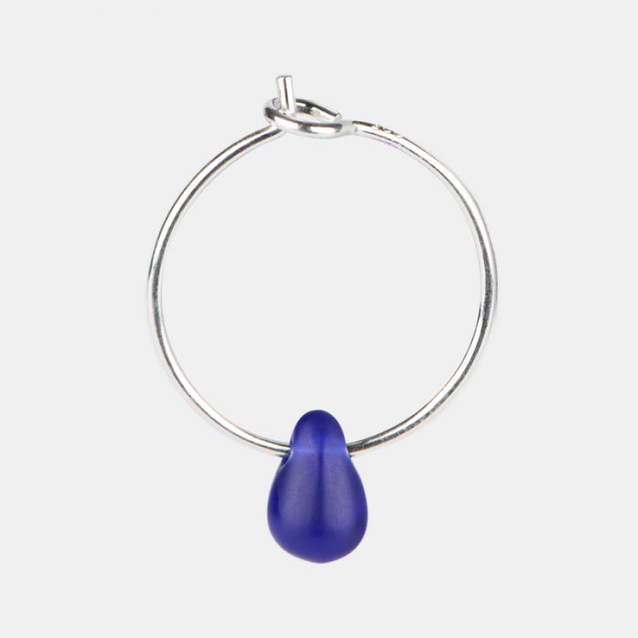 The Old Farmhouse Jewellery Cobalt Blue Teardrop Sterling Silver Hoop Earrings