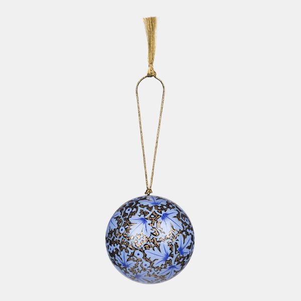 Blue Papier Mache Baubles, Set of 6