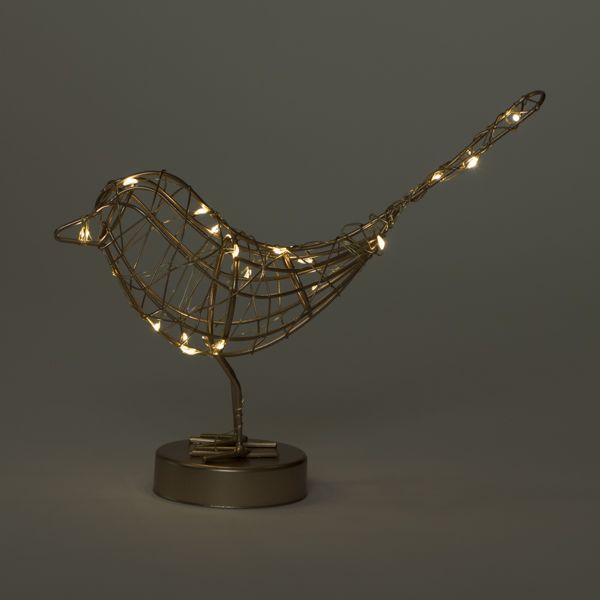 Gold LED Table Robin Decoration