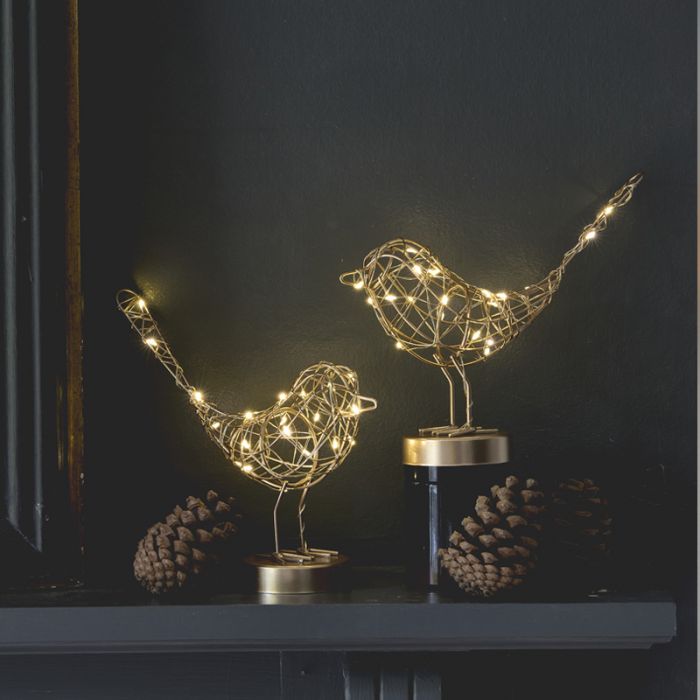 Gold LED Table Robin Decoration