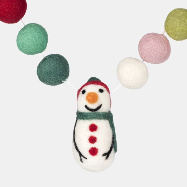 Namaste Snowman Pom Pom Garland