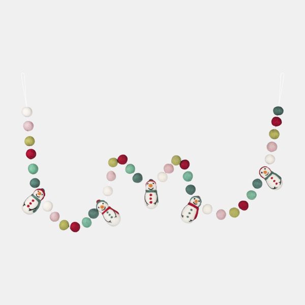 Namaste Snowman Pom Pom Garland