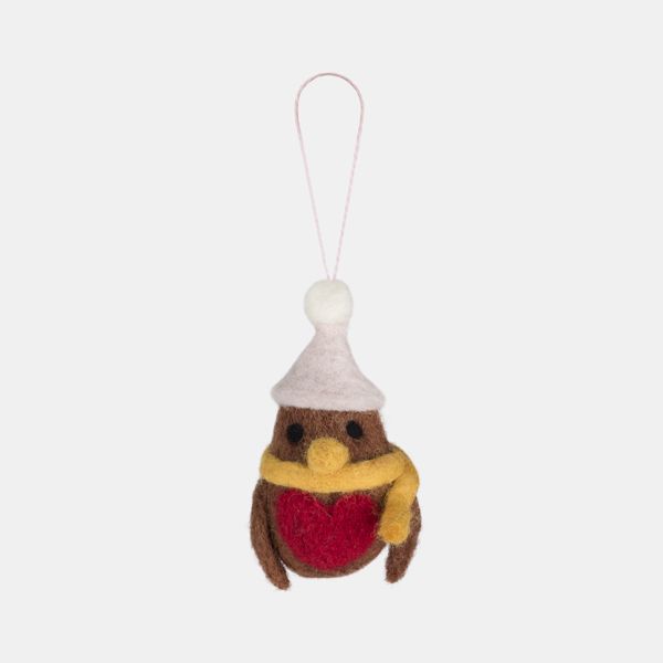 Namaste Hanging Felt Mini Robins, Set of 5