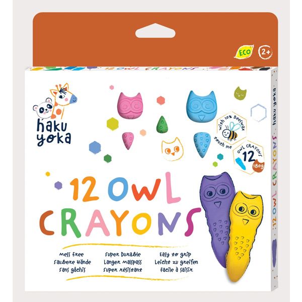 12 Eco-friendly Owl Colouring Crayons