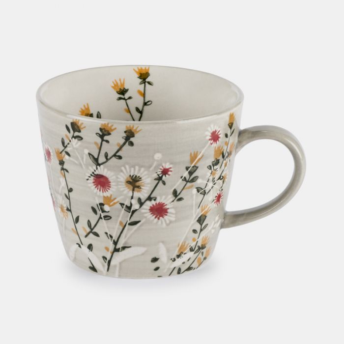 Stoneware Mug, Grey Wild Daisy