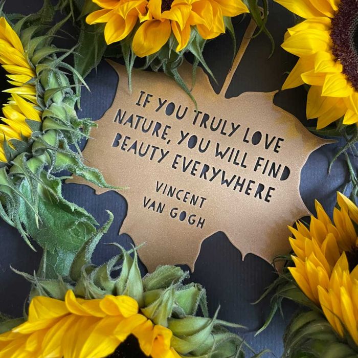 Metal Maple Leaf Ornament, Vincent Van Gogh Quote