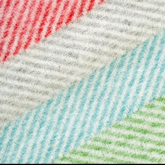 Close up of Multicolour Fishbone Throw to show detailing and texture.