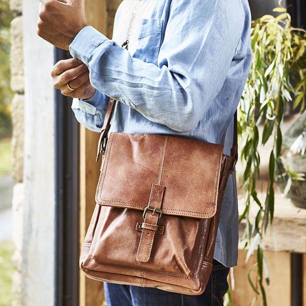 Leather Cross Body Bag Brown