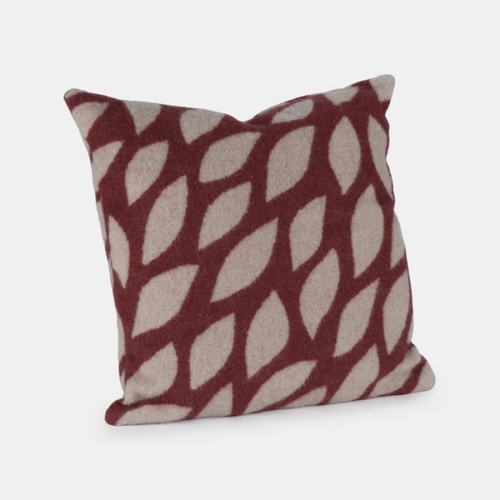 National Trust Cushion with Pad, Jacquard Leaves Red