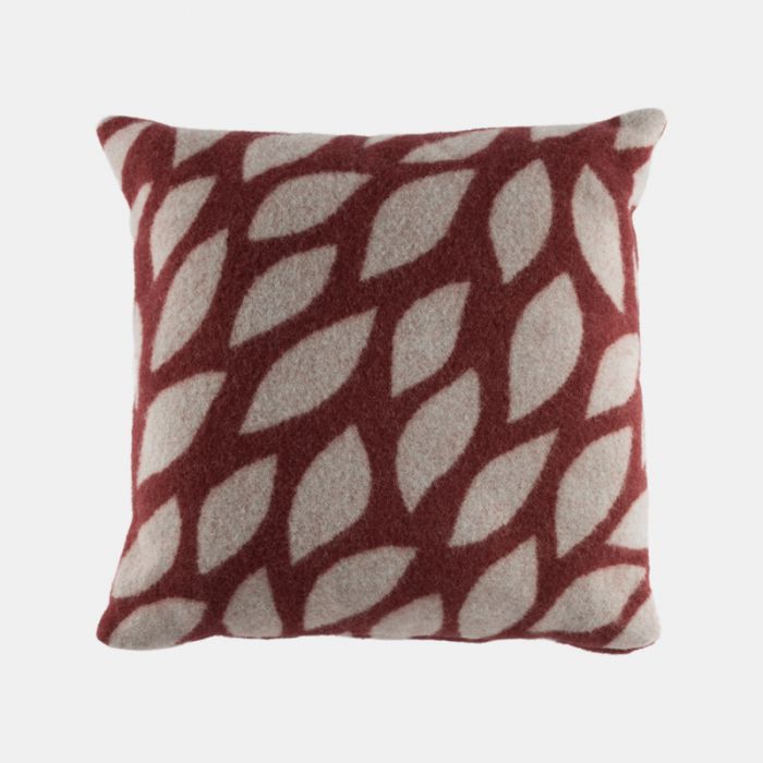 National Trust Cushion with Pad, Jacquard Leaves Red