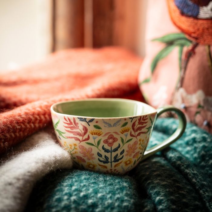 Ornate Floral Mug, Green