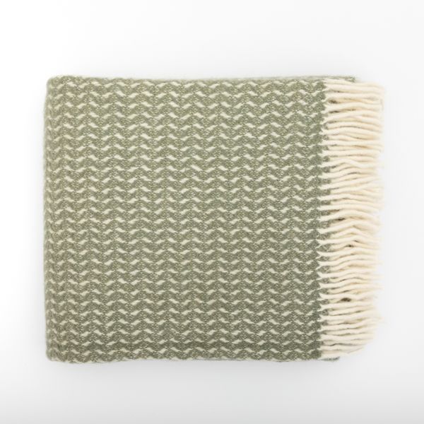 National Trust Pure New Wool Throw Leaf Weave Sage