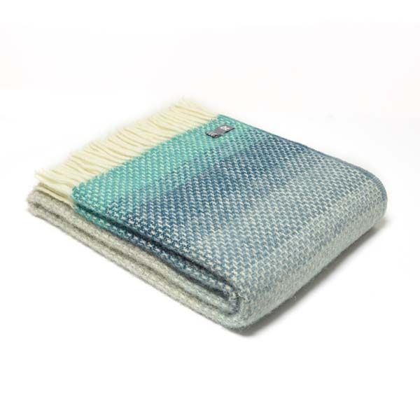 National Trust Ombre Wool Throw, Grey/ Blue