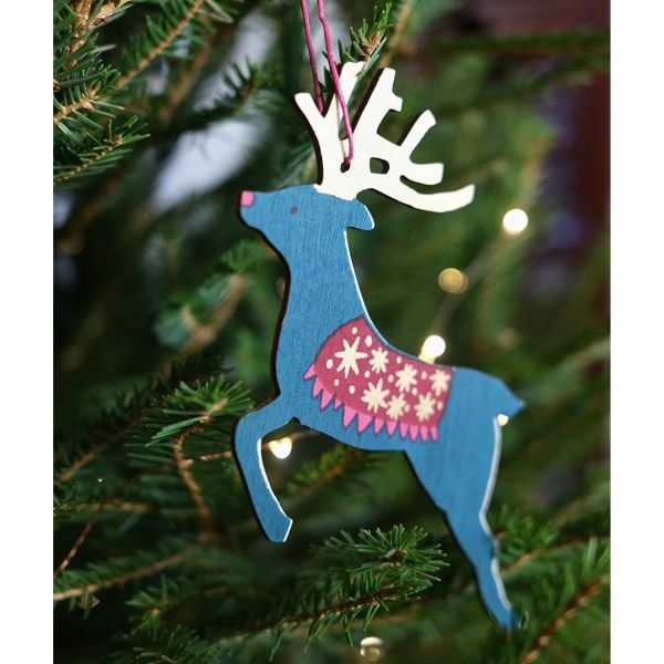 Wooden Reindeer Hanging Decorations, Set of 4