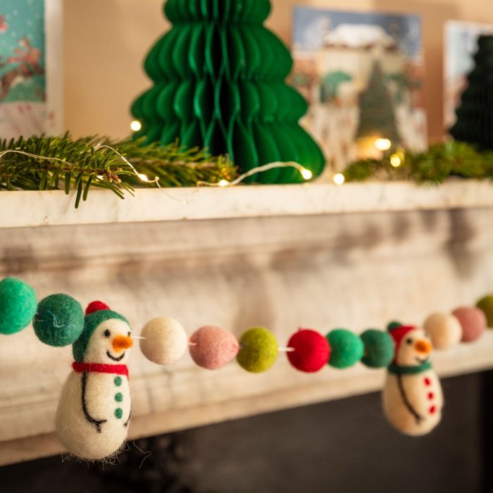 Namaste Snowman Pom Pom Garland