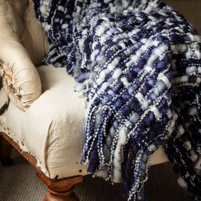 National Trust Chunky Knit Recycled Navy Throw