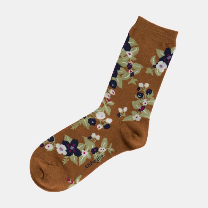 Thought Orange Floral Organic Cotton Socks Size 4-7