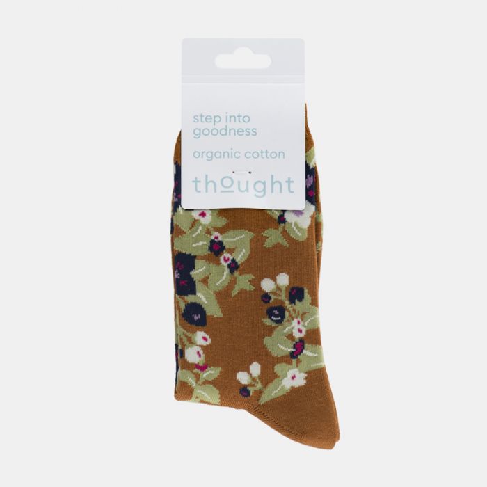 Thought Orange Floral Organic Cotton Socks Size 4-7