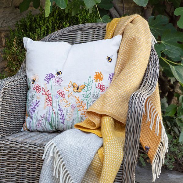 National Trust Bees and Blossom Embroidered Cushion