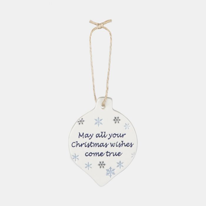 Broadlands Pottery Christmas Wishes Ceramic Bauble