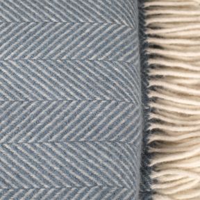 National Trust Herringbone Wool Throw, Petrol Blue