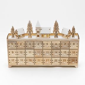 LED Wooden Advent Calendar, Natural