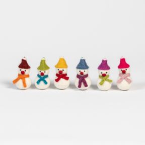 Set of 6 Mini Felt Snowmen Decorations