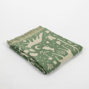 National Trust Green Woodland Jacquard Throw