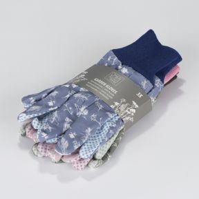 Ladies Cotton Meadow Garden Gloves, Triple Pack