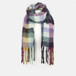 National Trust Green, Blue and Pink Brushed Small Check Scarf