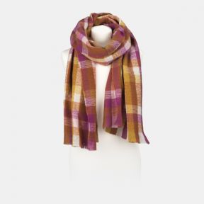 National Trust Rust, Ochre and Pink Light Woven Small Check Scarf