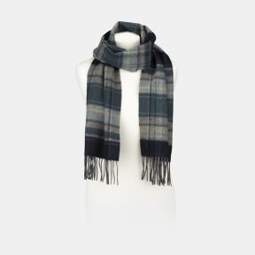 National Trust Navy and Green Woven Check Scarf