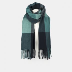 National Trust Navy and Green Woven Check Scarf