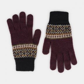 National Trust Fairisle Knit Burgundy Gloves