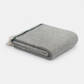 National Trust Illusion Grey, Emerald Green Edge Throw