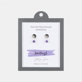 The Old Farmhouse Jewellery Amethyst Sterling Silver Hoop Earrings