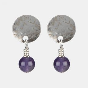 The Old Farmhouse Jewellery Amethyst Sterling Silver Hoop Earrings