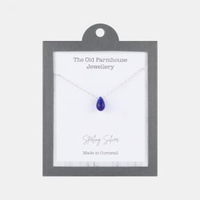 The Old Farmhouse Jewellery Cobalt Blue Teardrop Sterling Silver Necklace